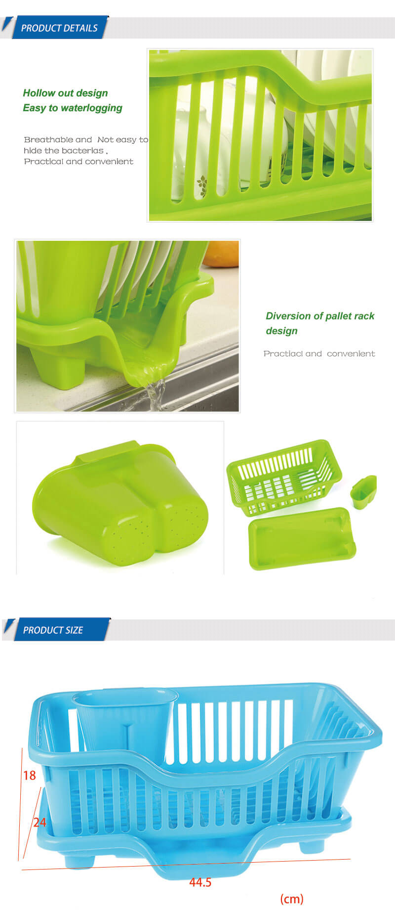 Multi-Purpose Kitchen Dish Bowl Rack With Chopsticks Box Draining Tray Storage Basket