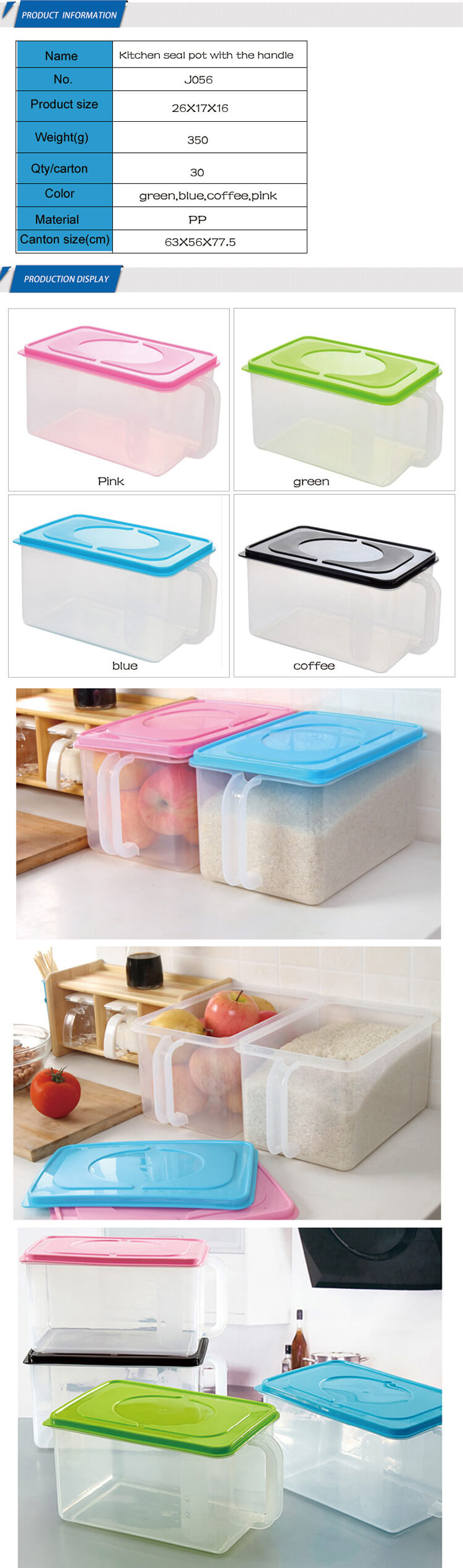 Cute Color Takeaway Airtight Plastic Dry Food Storage Container