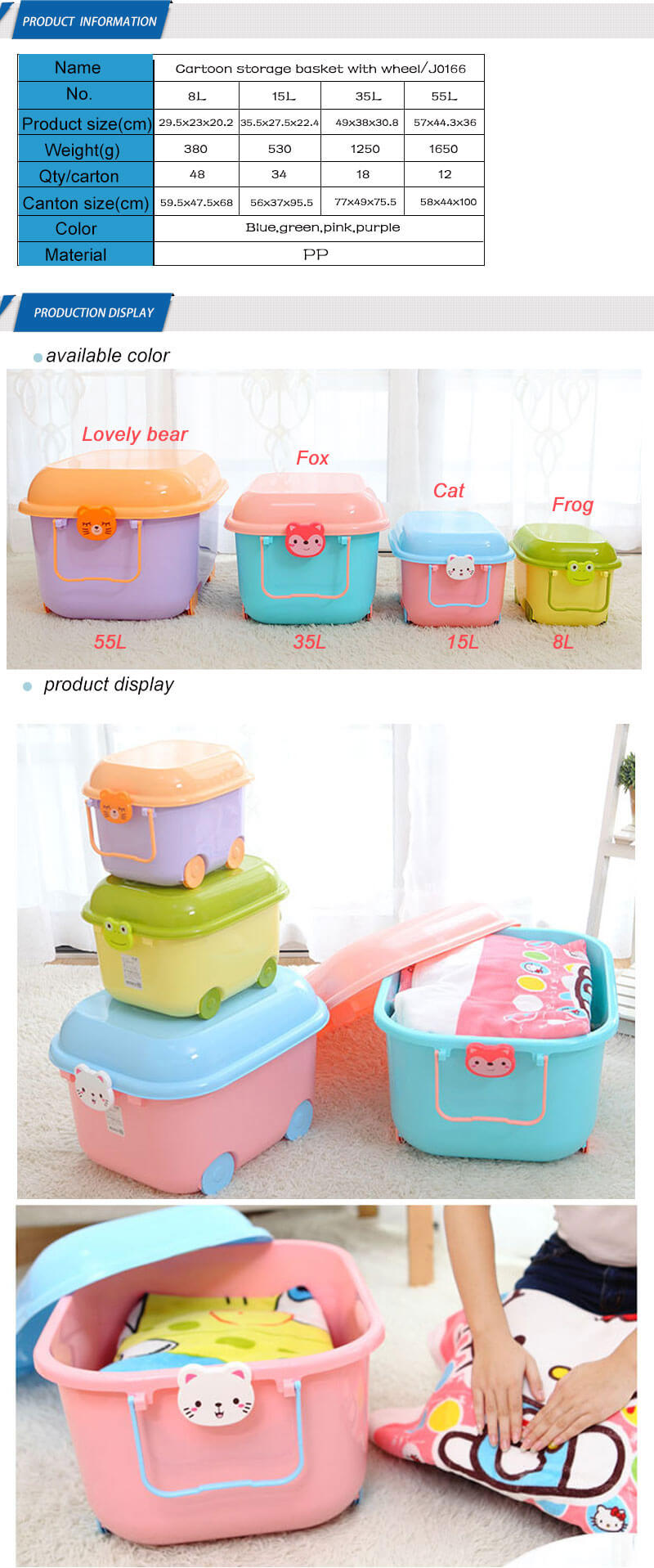 Large Color Kids Baby Toy Organizer Wheeled  Plastic Storage Cabinets