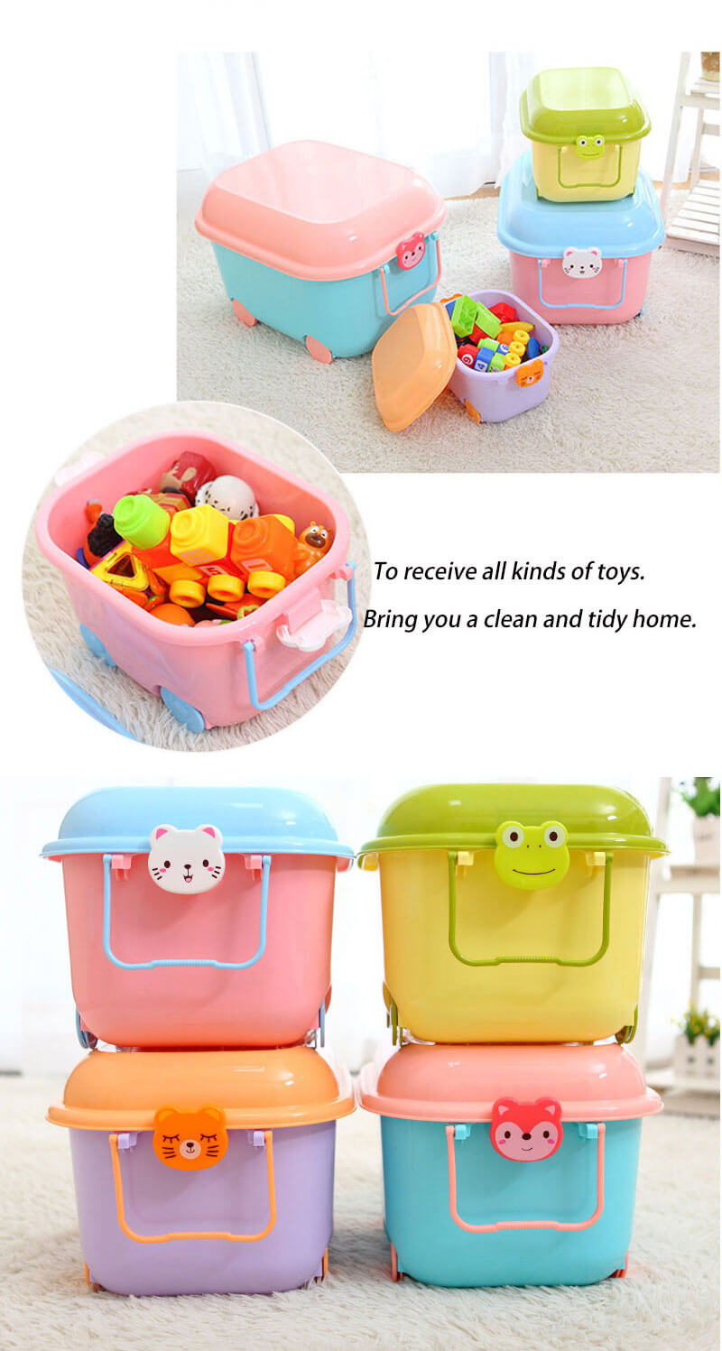 Large Color Kids Baby Toy Organizer Wheeled  Plastic Storage Cabinets