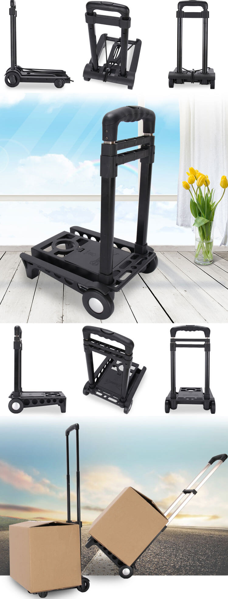 Wholesale Rolling Personal Aluminum Luggage Grocery Cart