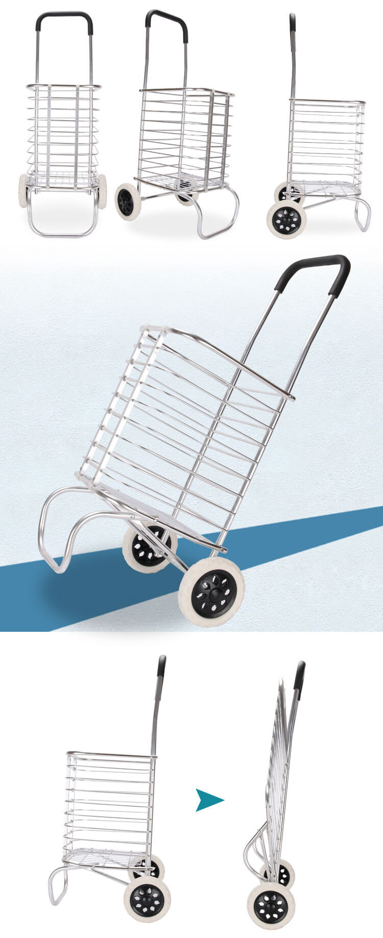 Direct Selling Outdoor Aluminum Folding Market Hand Push Cart