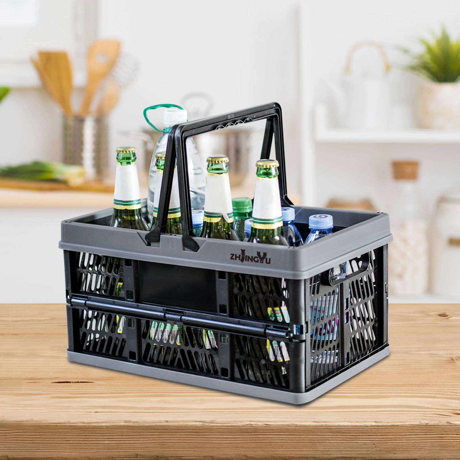 Open Storage with Folding Baskets