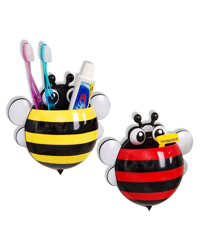 Kids Carton Cute Plastic Ladybug Suction Cup Toothbrush Holder
