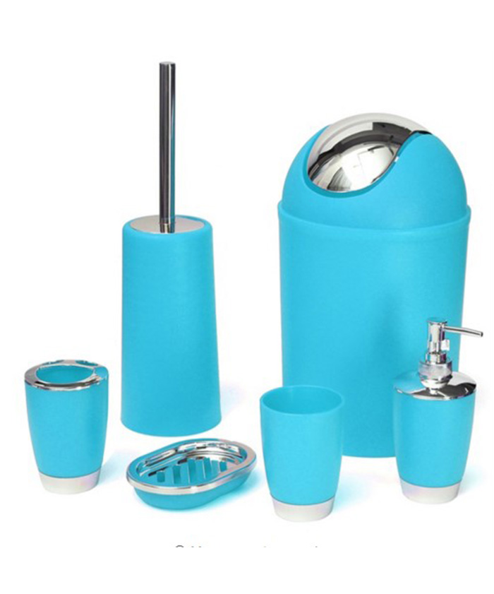 6PcsSet Bathroom Necessities Toothbrush Holder Toilet Brush Soap Dish Bin Cup Sprayer Bottle Bathroom Accessories