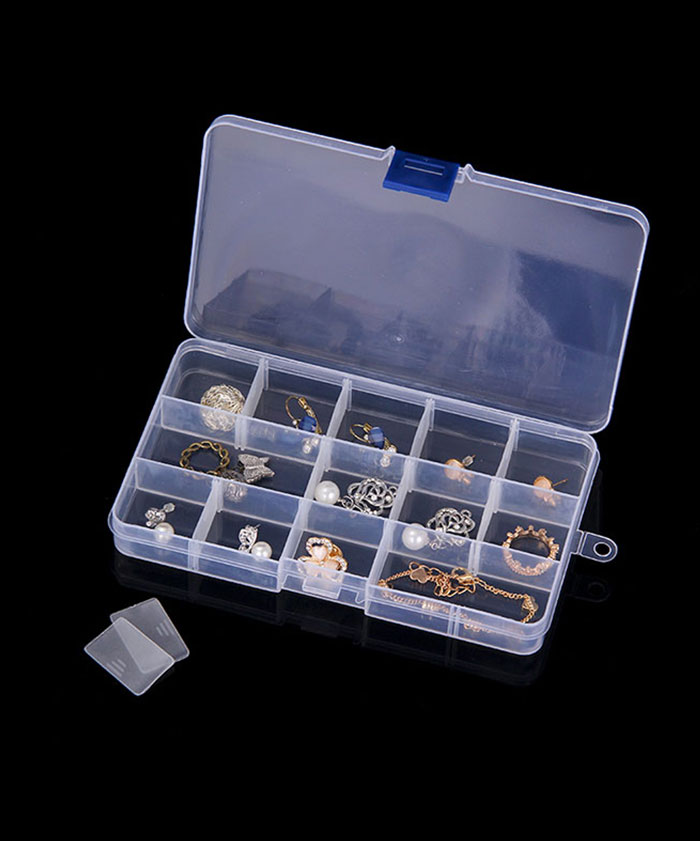 10 15 Grid Detachable Jewelry Necklace Earring Plastic Storage Case