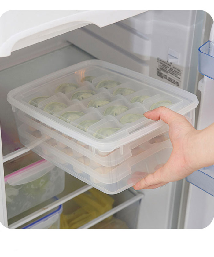 3 Layers Stacked Frozen Fresh Dumplings Crisper Plastic Storage Box