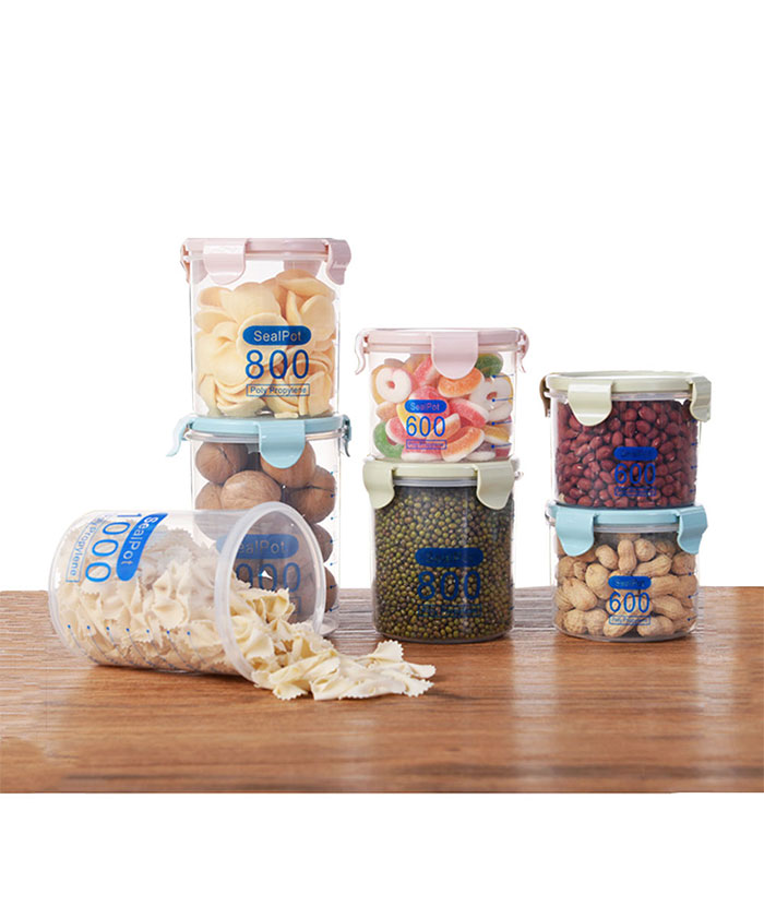 Stackable Divided Kitchen Fridge Dry Food Plastic Storage Jars