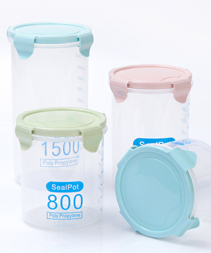 Stackable Divided Kitchen Fridge Dry Food Plastic Storage Jars