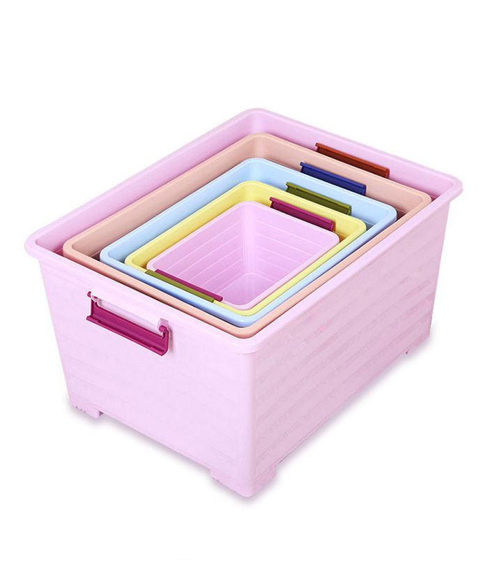 Large Cube Canvas Clothing Toys Home Bins Plastic Storage Box