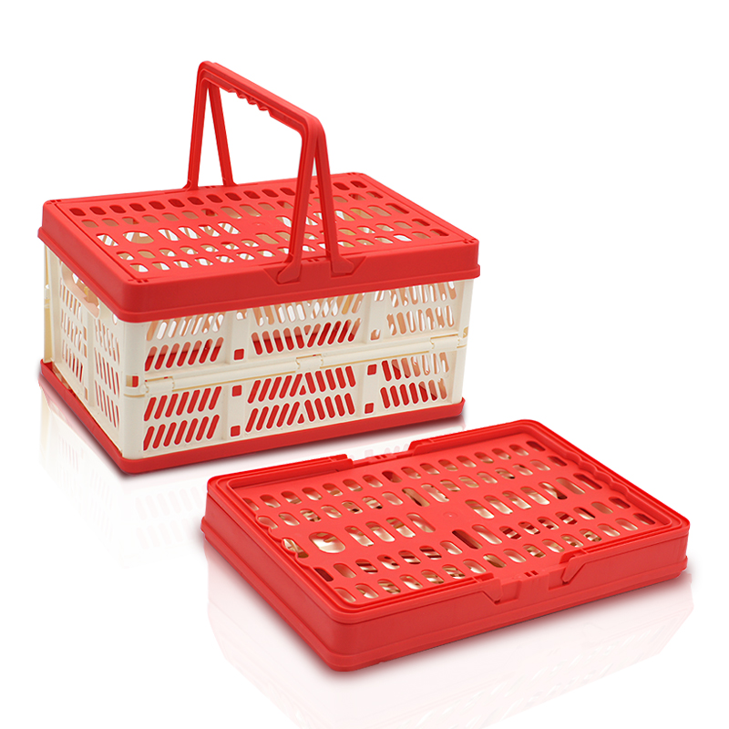 Supermarket Fruit Vegetable Plastic Collapsible Folding Basket